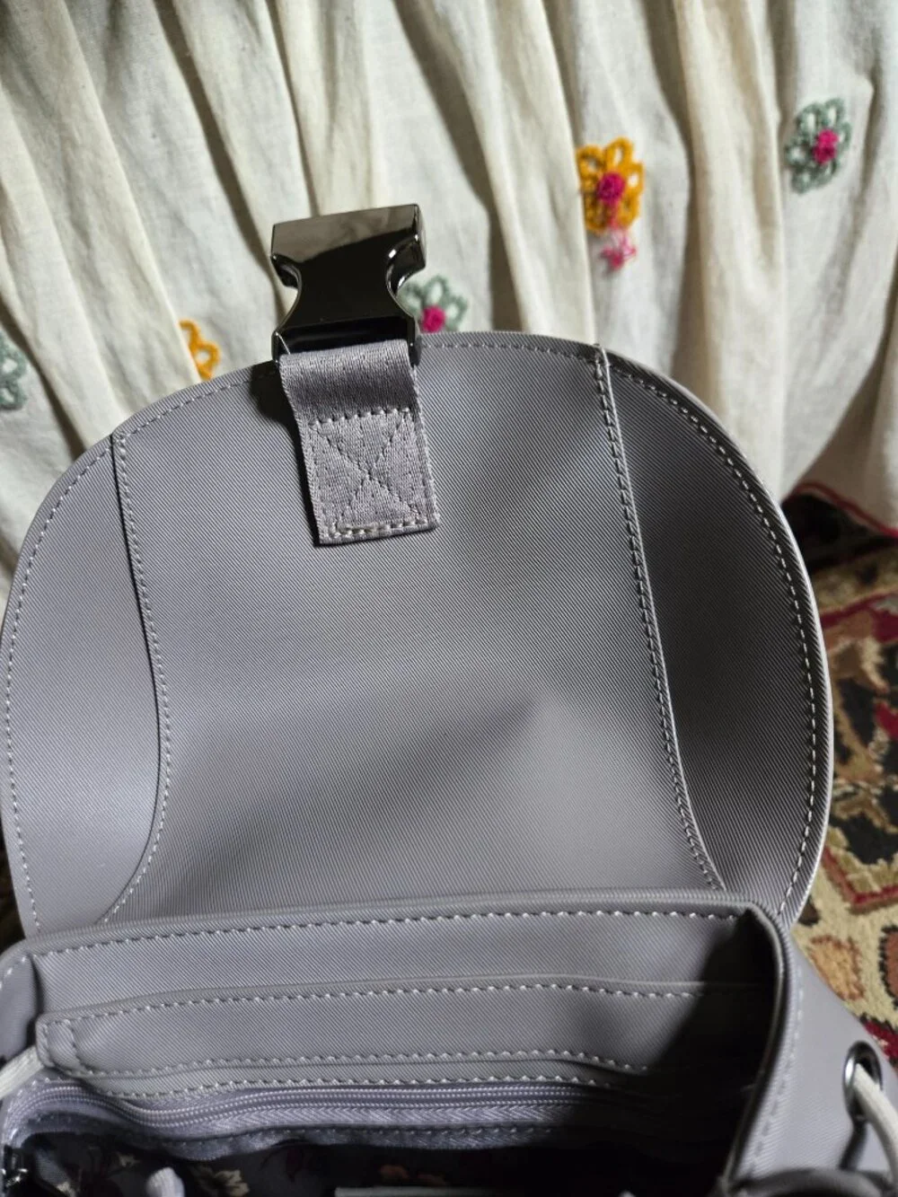 Wiffle satin luxe VL (vegan leather) backpack in pearl color